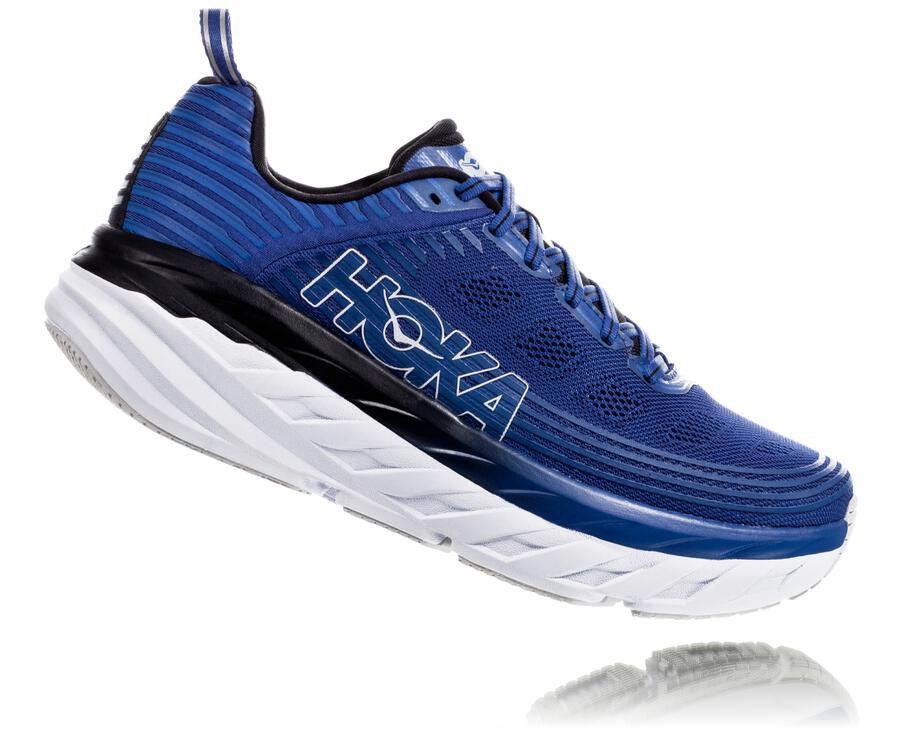 Hoka One One Running Shoes Mens Blue/White - Bondi 6 - 41203BLIX